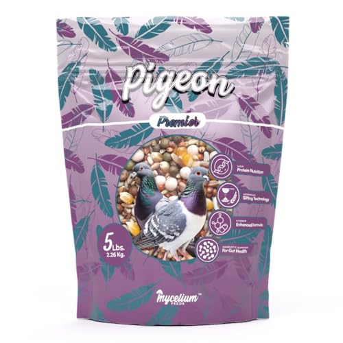 Mycelium Organic Pigeon Premier Feed (5 LB Bag) | High-Protein Wild Bird Food with Probiotics & Vitamins | Supports Strength, Gut Health & Daily Performance | Non-GMO, No Fillers, Made in USA