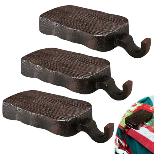 NamcheBarwa 3 Pack Low Profile Christmas Stocking Holders Bases,Resin Heavy Stocking Hangers Hanging Hooks for Fireplace Free Standing Christmas Xmas Party Decoration (Brown, 3 Pack)