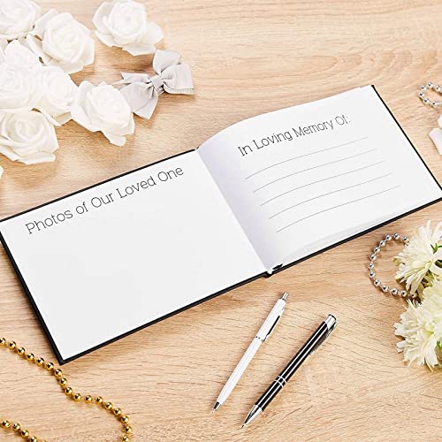 Black Funeral Guest Book For Memorial Service, Gold Foil In Loving Memory Cover (8 X 6 In) #TOP3