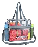 Clear Bag Stadion-Zulassung, Tragetasche, leicht, wasserdicht, geräumig, transparent, 30,5 x 15,2 x 30,5 cm, Grau, Large