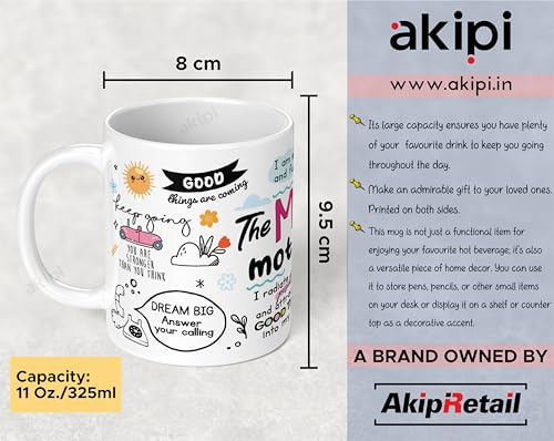 Image of Daily Affirmation & Motivation Mug Ceramic White Coffee Mug Collection, Gift for Positivity & Encouragement, 330ml, Microwave Safe, Set of 1 (The Mug of Motivation)