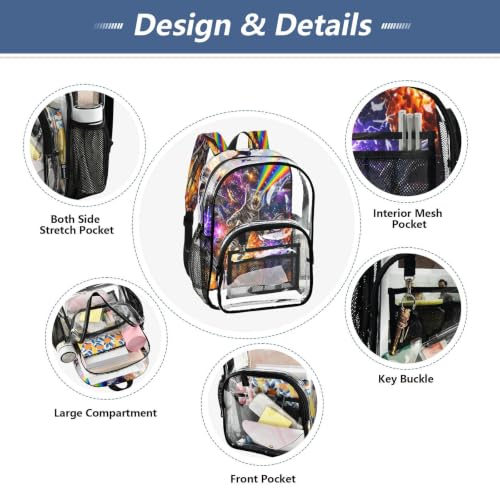 Jucciaco PVC Backpacks P2471_20260702063025988_2f3de8d9_0_gpt Girls Boys Large Clear Decor Transparent Backpack School See Through Bookbag Waterproof Fashion Activities Learning Work And Travel Bag - Image 5