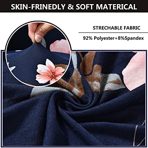 Cubre silla para sillón elástico: protector de mueble lavable con estampado flor azul 6