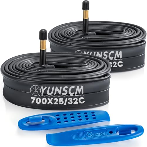 YunSCM 2-PCS 25/32-622 28 inch / 700C Bike inner tube 700x25C 700x28C 700x30C 700x32C AV48mm Schrader Valve Compatible with 700x25C/28C/30C/32C Road/MTB Bike Tyre Tubes