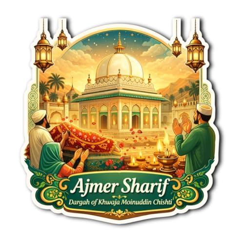 Image of Apna Gift Wooden Fridge Magnet Sticker for Refrigerator Door| Multipurpose Office Magnet for Home Kitchen Decor| Souvenir Gift Travel Memory Fridge Decoration | 4 x 3 Inch Wooden Magnet (Ajmer Sharif)