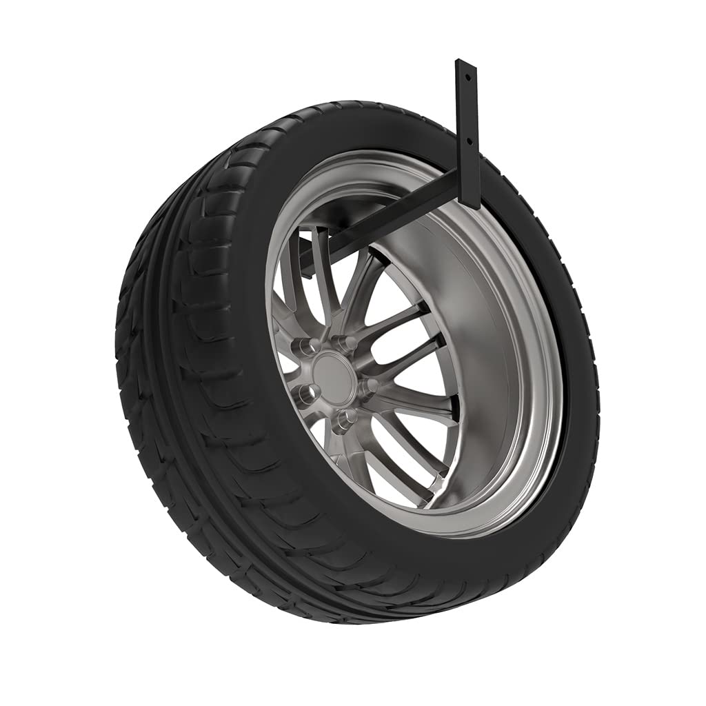 Reifenhalter Wandhalterung für 4 Felgen 30 cm Edelstahl Schwarz | Für Autoreifen, inkl. Schrauben und Dübel, für Garage und Keller, platzsparend und robust