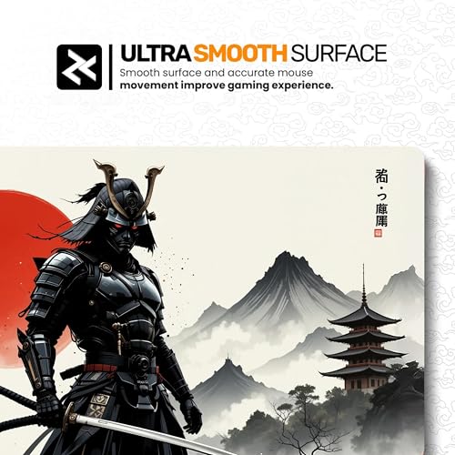 Image of Samurai Premium Desk Mat | Anti-Skid | Anti-Slip | 80 x 30 cm | Laptop Mat for Work from Home /Office /Gaming- Extended Mouse pad and Keyboard Desk mat