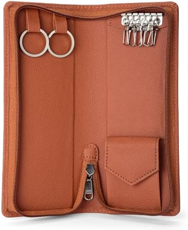 essart Faux Leather Key Pouch โ Multi-Hook Key Organizer with Zipper Closure, Compact Key Holder for Bank Locker, Home, Office & Travel