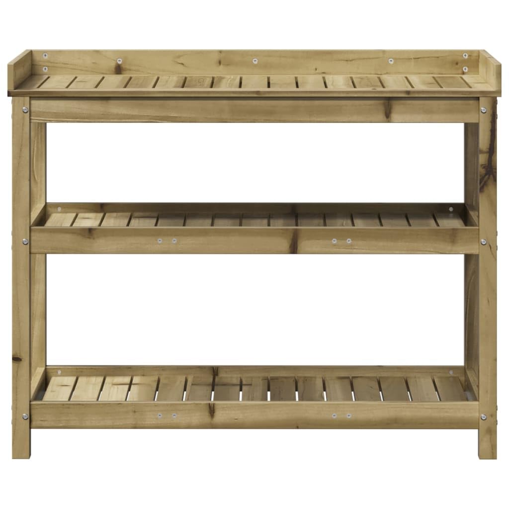 Table de rempotage en bois massif pin 108x45x86,5 cm avec étagères