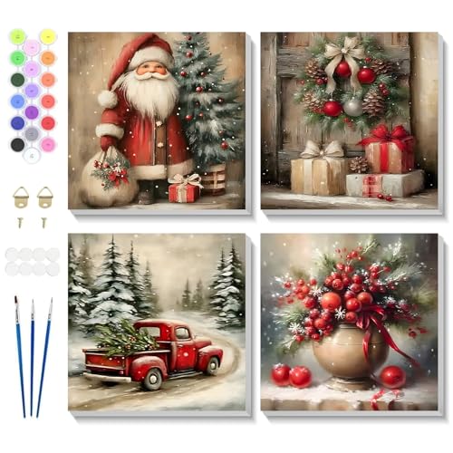 Fumupe 4 Pack Malen Nach Zahlen Weihnachten Erwachsene Kinder mit...