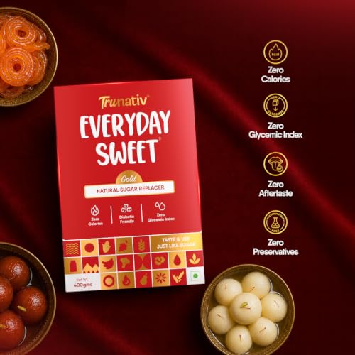 Image of Trunativ Everyday Sweet Gold | Allulose & Monk Fruit Sweetener Powder Loose Sugar | Zero-Calorie Sugar Substitute | 1:1 Sugar Replacer for Cooking & Baking | Keto & Diabetic Friendly | 400g (Pack of 1)