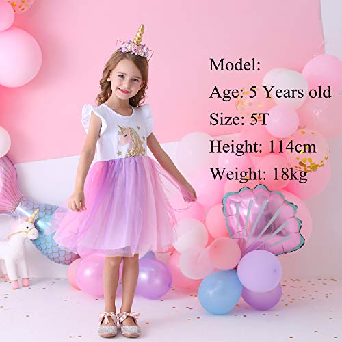 DXTON Toddler Girl Summer Short Sleeve Tutu Party Wedding Birthday Dresses4