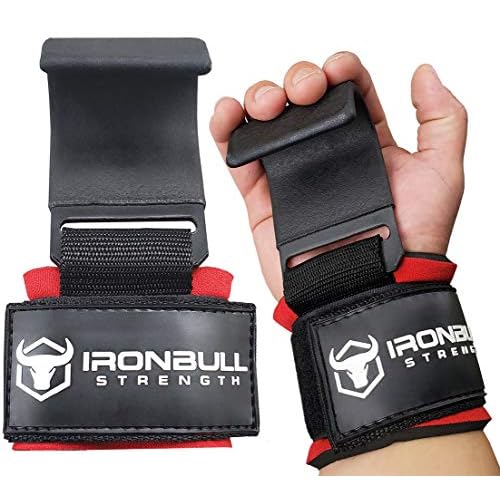 Iron Bull Strength Weight Lifting Steel Hooks (Pair) – Heavy Duty Lifting Wrist Straps - Deadlift Straps for Powerlifting- Thick Padded Workout Hook – Weightlifting Gloves for Heavy Lifting (Black)