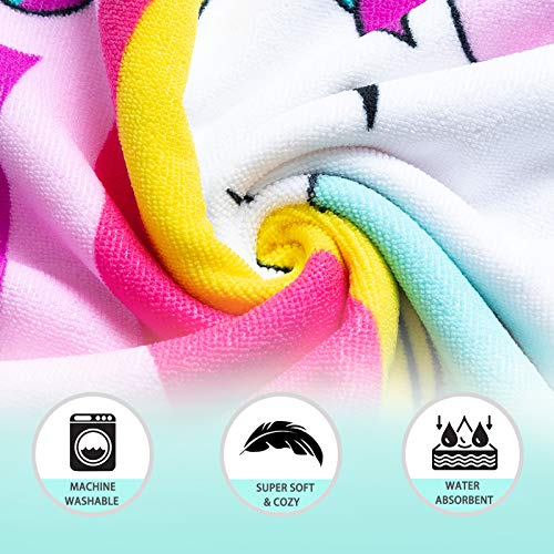 Image of NovForth Unicorn Bath Towel for Toddler Boys, Pool Hooded Towel for Kids, Hooded Bath Beach Towel Poncho for Bath /Pool /Beach Swim Cover