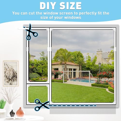 UtauHom Magnetic Window Screen, 43x71in, White Frame Gray Fiberglass Mesh by UtauHom - Used condition - Image 4