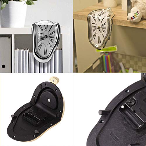 FAMKIT Relógio de ponto derretido, superfície curvada em forma de L, relógio sobre prateleira para d