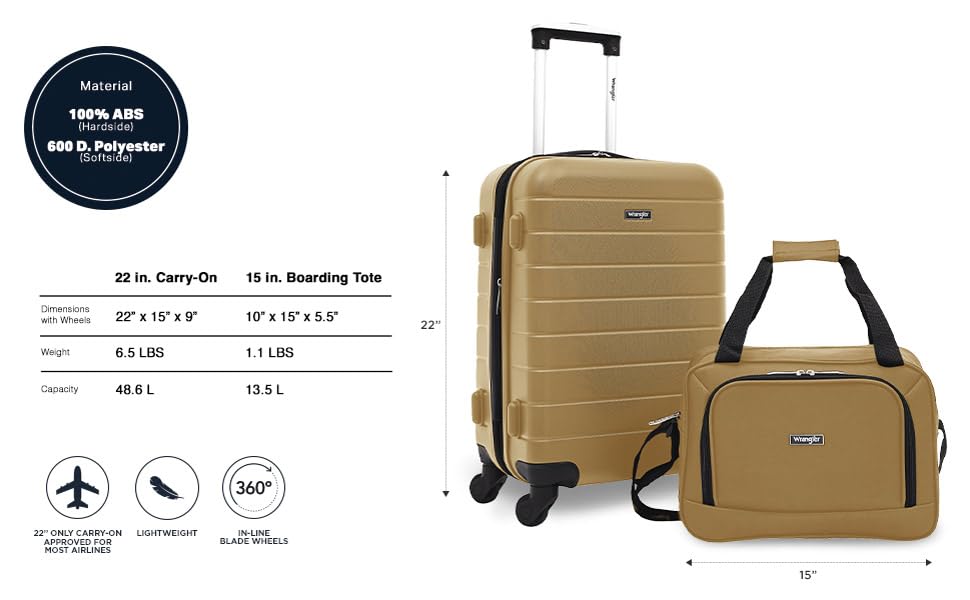 Image of Wrangler Smart Spinner Hardside Luggage, 2 Piece Set, Wood Thrush