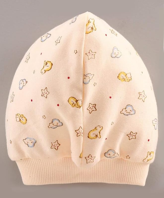 Image of Printed Soft Cotton Cap for New Born Baby Boys & Girls Tie Knot Caps for Infants Topi | Pack of 3