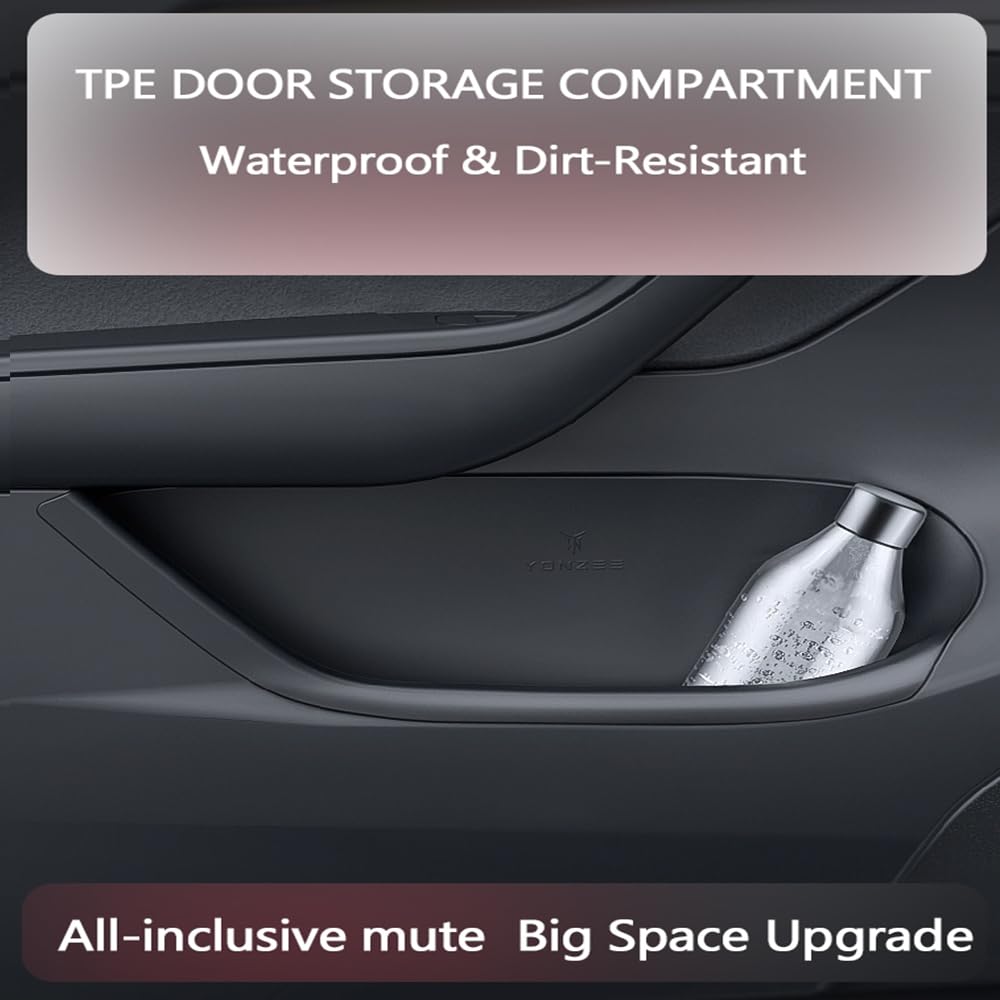 Arcoche Kfz Ablagen Tür-Seiten-Aufbewahrungsbox für Tesla Model 3 Highland wasserdichte TPE-Tür-Organizer-Ablage Autotürschlitz-Schutztaschen für Model 3 2025 2024 Zubehör (4 Stück für vorne + hinten)