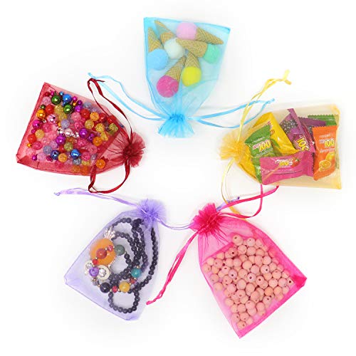 Image of Dealglad 100pcs Drawstring Organza Jewelry Candy Pouch Party Wedding Favor Gift Bags (6x8, Mixed Color)