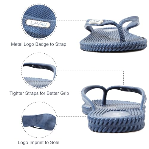 Image of LAVAU Flip Flops for Women, Waterproof Non Slip Thong Sandals for Shower Beach Pool, 100% Recyclable