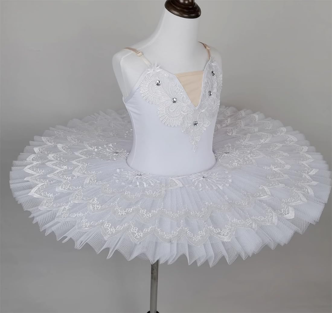 Tutú de Ballet para Niña Tutú Bordado con Lentejuelas para Niñas Vestido de Fiesta de Bailarina Vestido de Entrenamiento para Actuaciones(150Cm)
