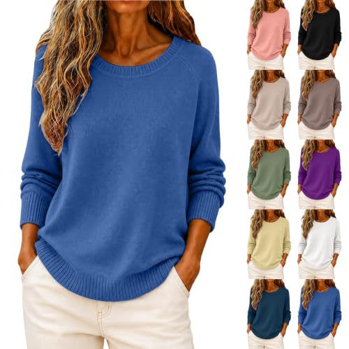 Etroizye Oversized Sweaters for Women Knit Casual Warm Soft Cozy Sweater Blue L - image 1