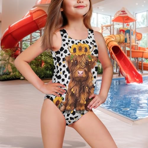 Image of Yzaoxia Girls' Swimwear One Piece Swimsuit for Kids Scoop Neck Bathing Suit Round Neck Swim Wear 5-14Y