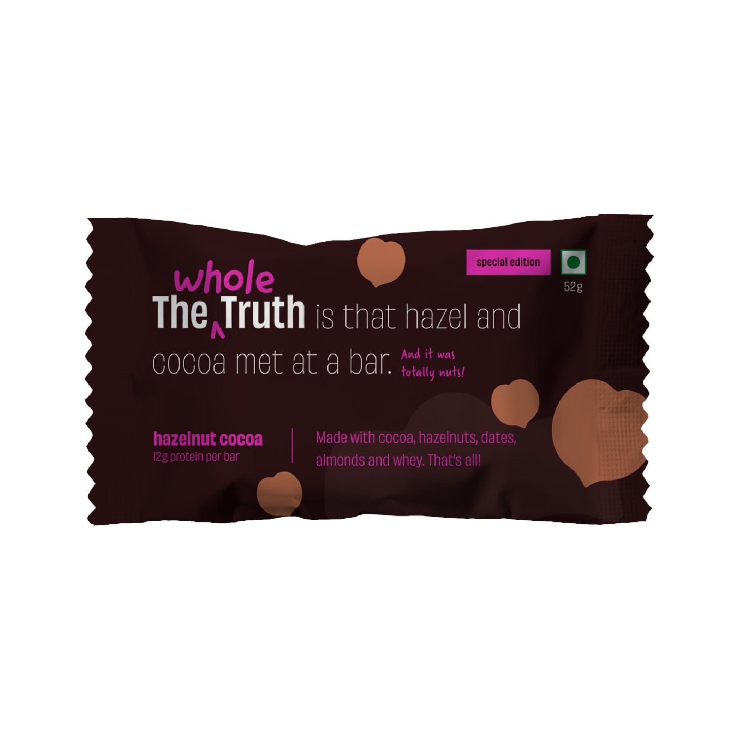 The Whole Truth - Hazelnut Cocoa Protein Bar with 12g Protein (Pack of 6) - No Added Sugar - No Added Flavour - No Preservatives - All Natural-image-39
