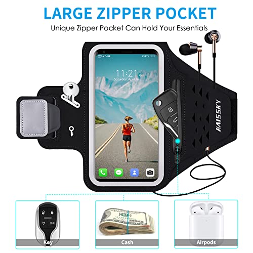 Haissky Running Armband With Airpods Bag Cell Phone Armband For Iphone 14 13 12 11 Pro Max Xr Xs X, Galaxy S20 S10 Sweat Resistant Sports Phone Holder Case & Key Holder For 6.9 Inch Phone #TOP1