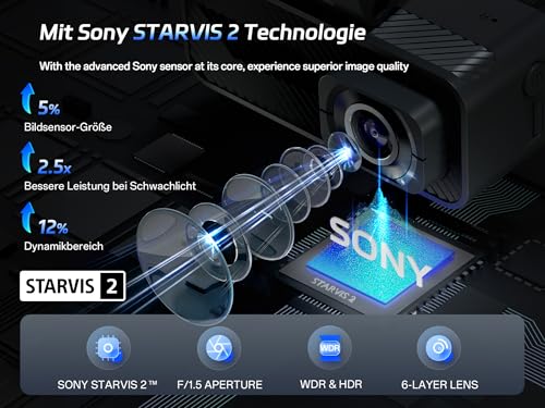 Pelsee 4K Dashcam Auto Vorne Hinten mit STARVIS 2 Sensor, 3.39'' IPS Display dashcam Auto mit 24H Parküberwachung, 5.8GHz WiFi, HDR WDR, ADAS, GPS, Vollfarben-Nachtsicht mit WiFi, 64GB SD Karte – Bild 5