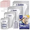 120 Mylar Bags for Food Storage with Oxygen Absorbers 300cc, 8 Mil, 1Gallon Stand-Up Zipper Resealable & Heat Sealable Bags + Labels
