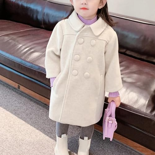 Toddler Baby Girls Dress Coat Winter Warm Trench Kids Fleece Button Woolen Jacket Overcoat Long Sleeve Peacoat Outerwear4