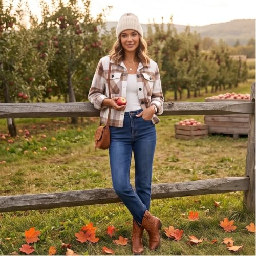 Elneeya Plaid Jacket Women Cropped Vintage Button Down Collared Fall Coat - image 2