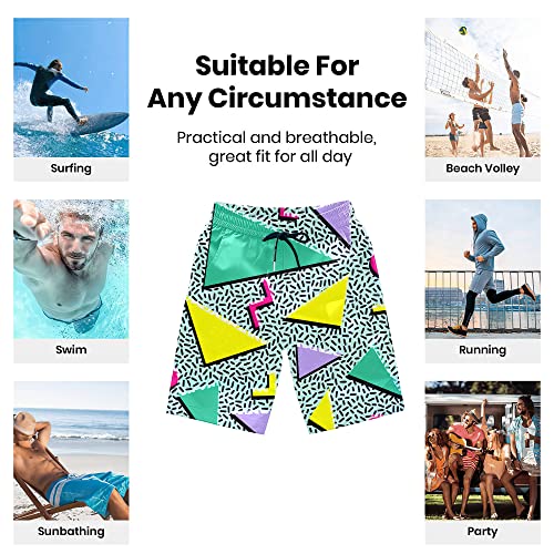 Retro 80S Or 90S Beach Shorts For Men, Quick Dry With Mesh Lining And Pockets (Retro 80S Or 90S, X-Large) #TOP6