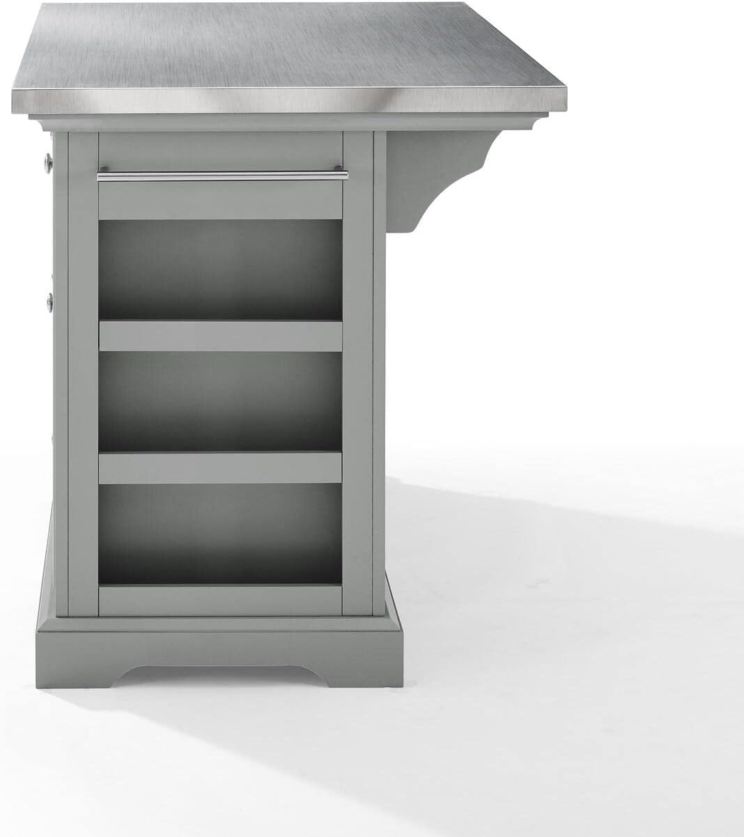 HomeStock Kitchen Island with Storage & Towel Bar - Stainless Steel Top, Portable Cart, Modern Kitchen Furniture
