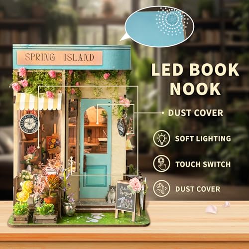 Book Nook Bois Île Printanière CUTEROOM avec Éclairage LED - 3