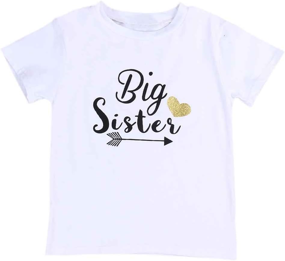 Mengonee Little Sister Big Brother Family Matching Outfits Little Sister Romper Big Brother Printed Tops Cotton Outfits