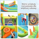 COSTWAY Dmuchany zamek z dmuchawą 680 W, zjeżdżalnia wodna, ścianka wspinaczkowa, kosz do koszykówki, gra w kółko, park wodny, kosz nadmuchiwany do koszykówki, torba
