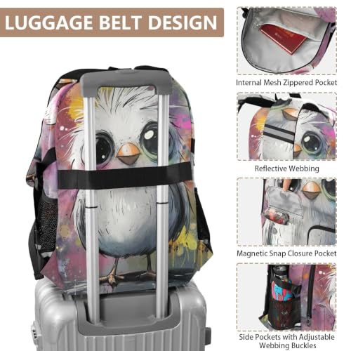 Mochila para laptop de 17.5 pulgadas blanca con diseño de pájaros y compartimento de negocios 4