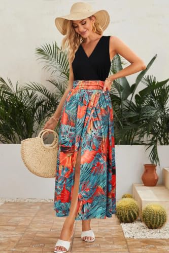 Image of Newshows Women's 2026 Lightweight Summer Wedding Guest Beach Vacation Casual V Neck Split Flowy Maxi Dress