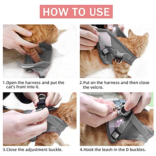 Cat Vest Harness And Small Dog Vest Harness For Walking, All Weather Mesh Harness, Cat Vest Harness With Reflective Strap, Step In Adjustable Harness For Small Cats (Pink-Pattern) #TOP6