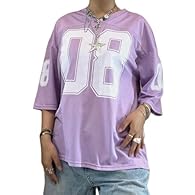 Material:The Women Y2k Graphic Oversized Jersey Tee is made of 95% polyester and 5% elastane, breathable, skin friendly, comfortable and breathable to wear Feature:Women's jersey graphic tee with features number print, half sleeve, v-neck, loose fit,...