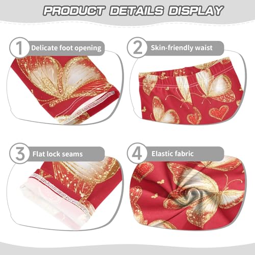 Sparkling Butterfly Heart Girls Leggings Ultra Soft Compression Yoga Gym Pants for Kids 4-10T3