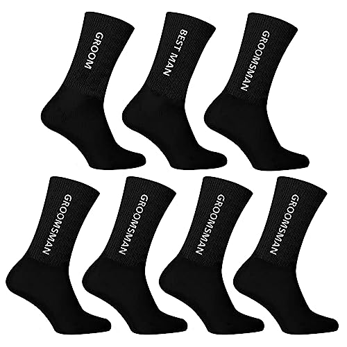 PartyGifts&beyond 7Packs Groomsmen Socks - Groom & Best Man Socks for Bachelor Party (Bold, M)