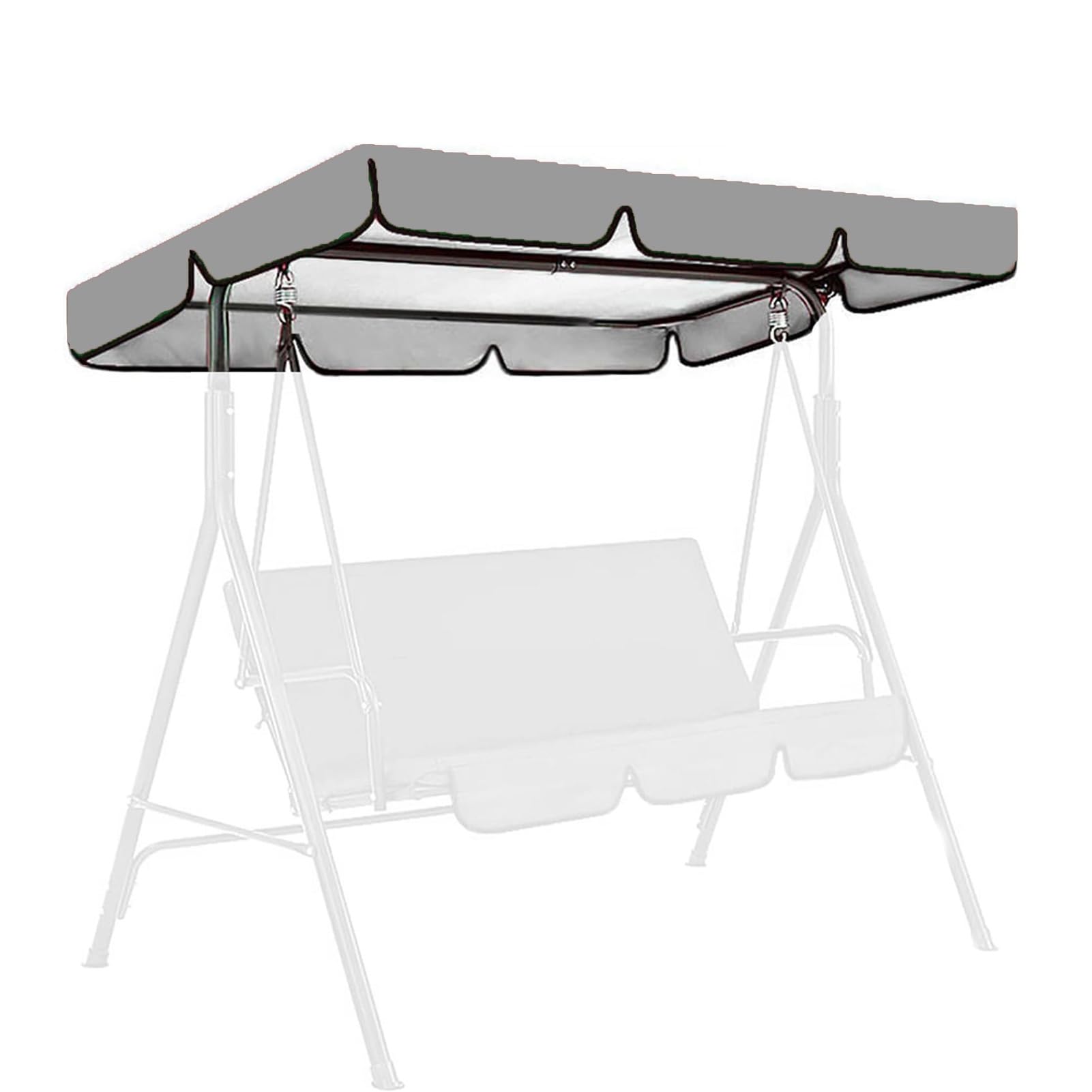 DLLDLGG Outdoor Swing Canopy Top Replacement, Garden Furniture Sun Shade Cover, 210D Rain and Snow Protection Porch Swing Canopy Replacement Cover for Patio Swing Chair(Grey,74x52in)