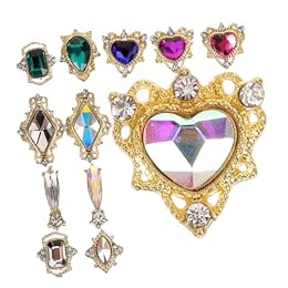 HONMEET Nail Art Rhinestones Kit Heart-Shaped Jewels Colorful Nail Decorations for DIY Manicure Durable Gems for Crafting for Personal Use Gifting