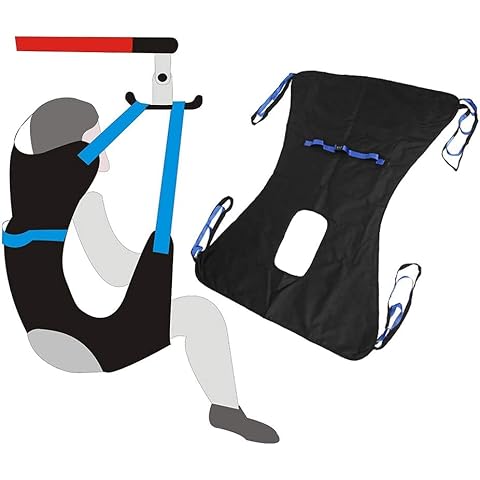 Hoyer Sling Patient Lift for Home Use Toileting Transfer Belt with Opening Medical Commode Full Body Sling for Bed Positioning and Lifting Handicap Lift Assist (Large - 51"x 41") Cover