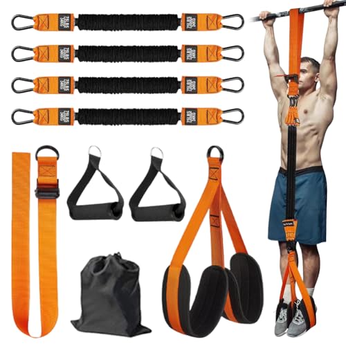 Pull Up Band Assisted Belt Set, Klimmzughilfe mit Zwei Stabilen Fußstützpedalen, Klimmzug Bänder mit 4 Verstellbar Resistance Bands, Klimmzugband für Krafttraining, Fitness für Männer Pull Up Band Assisted Belt Set, Klimmzughilfe mit Zwei Stabilen Fußstützpedalen, Klimmzug Bänder mit 4 Verstellbar Resistance Bands, Klimmzugband für Krafttraining, Fitness für Männer