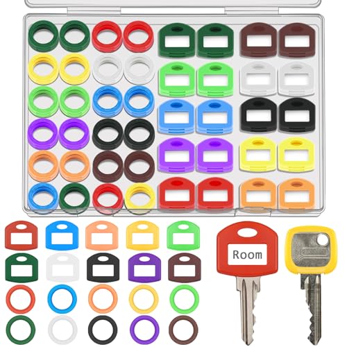 CXIIPOL120 PCS Key Caps Covers Tags Set Key Color Covers Key Caps Key Tags Identifiers Key Identifier Rings for House Keys Organization